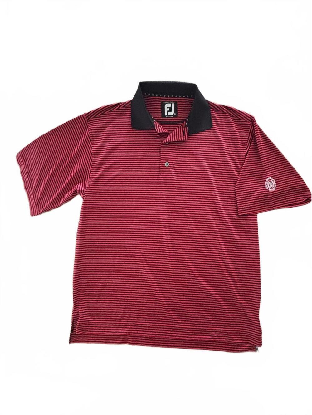 FootJoy ProDry Lisle Red and Black Striped Golf Polo Shirt Size Medium